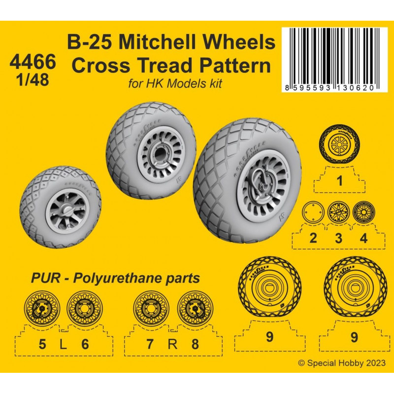 B-25 Mitchell Wheels/ Cross Tread Pattern (designed to be used with Hong Kong Models kits)