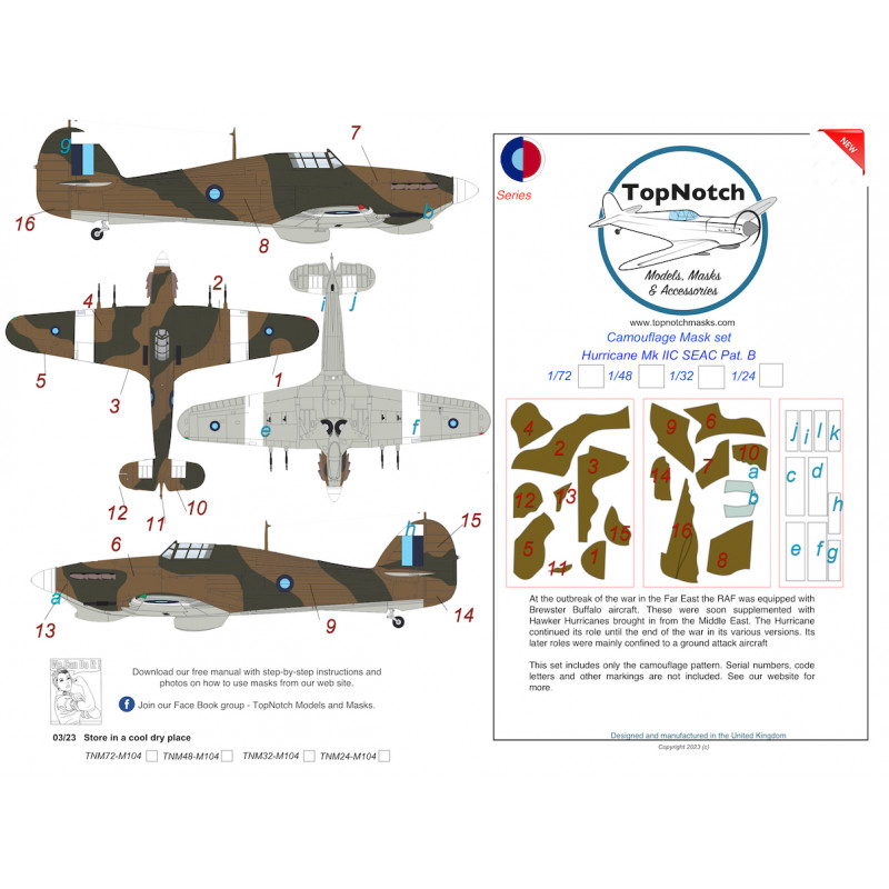 SEAC Hawker Hurricane Mk.IIc Pattern B (designed to be used with ? kits)