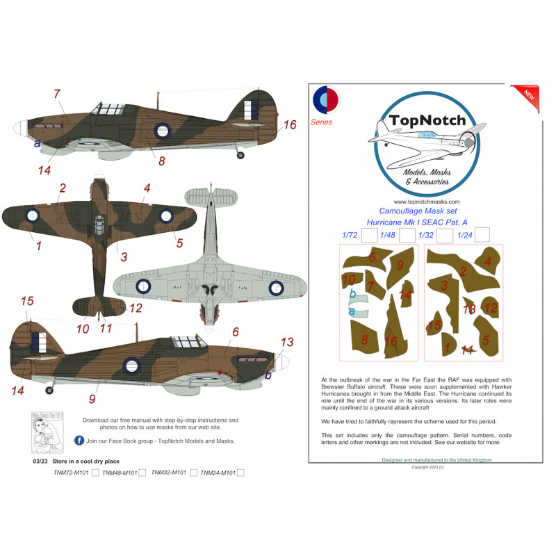 SEAC hawker Hurricane Mk.I Pattern A (designed to be used with ? kits)