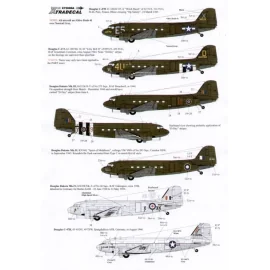 Décal Douglas C-47 Dakota Skytrain/Dakota (6) 43-16026 E5-X 62 TCS `Witch Hazel' Rhine crossing 3/1945 42-100766 4U-D 89TCS `Lil