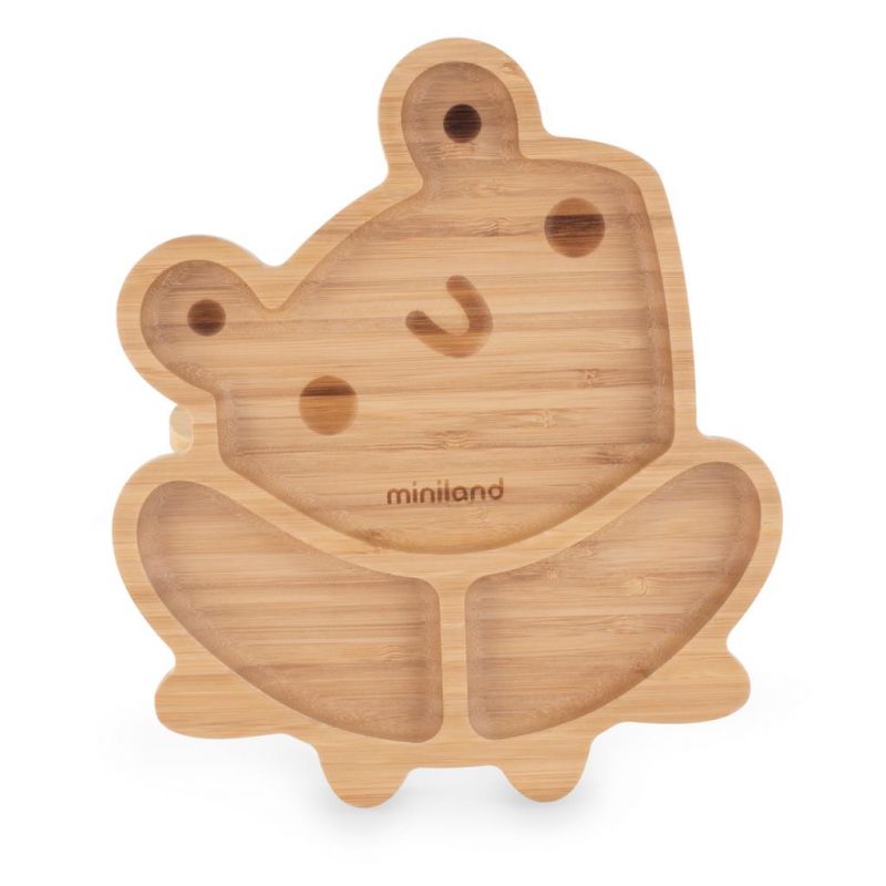 ML Baby: ASSIETTE GRENOUILLE 22,4x26x3cm, en bambou et silicone, 6m+