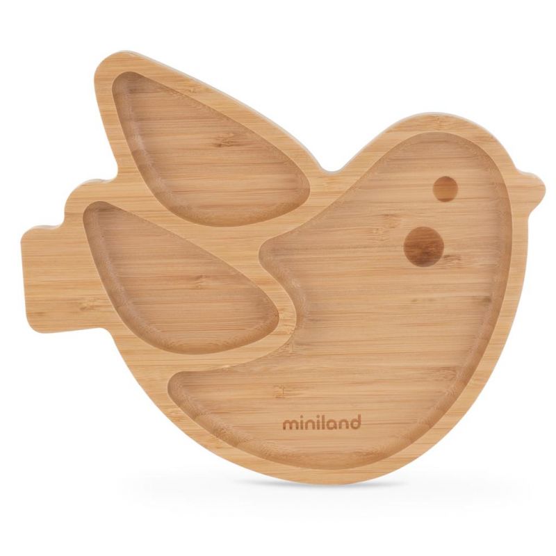 ML Baby: ASSIETTE POUSSIN 22,4x26x3cm, en bambou et silicone, 6m+