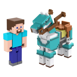Minecraft pack 2 s Steve et cheval avec armure 8 cm