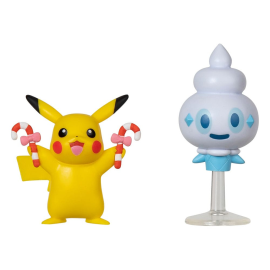 Pokémon pack 2 figurines Battle Figure Set Edition de Noël :Pikachu, Sorbébé
