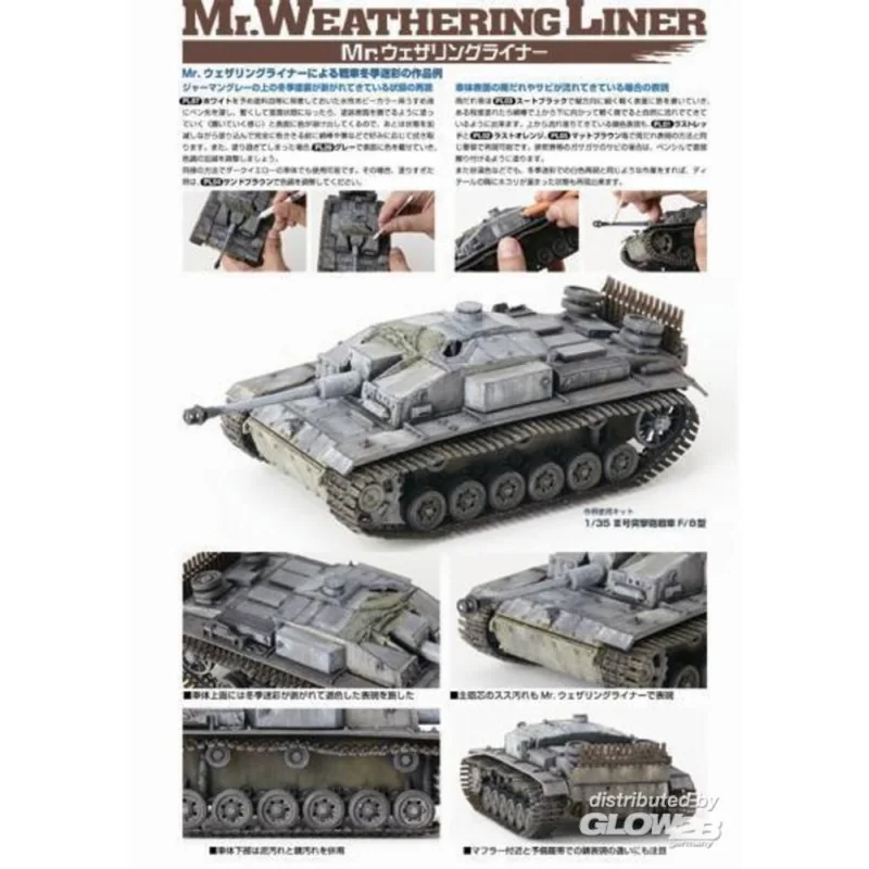 Mr Hobby -Gunze Mr. Weathering Liner SNOW Color Set