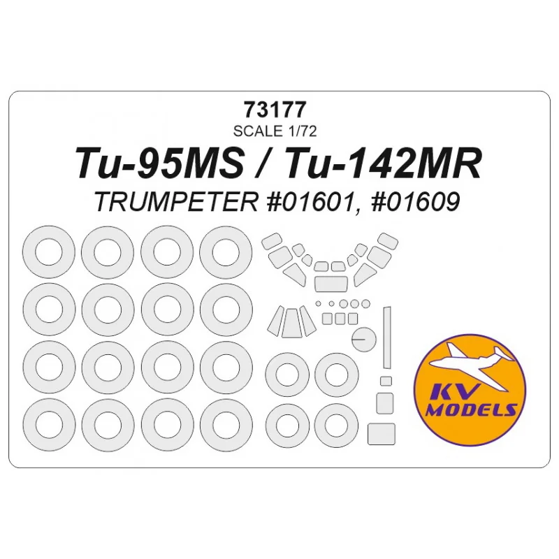 Tu-95MS / Tu-142MR + wheels masks (designed to be used with TRUMPETER kits TRU01601, TRU01609)