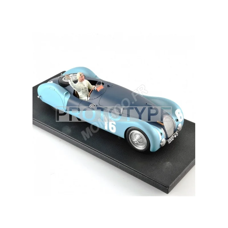 BUGATTI TYPE 57S 45 16 ROBERT BENOIST / JEAN PIERRE WIMILLE GRAND PRIX DE L'A.C.F. 1937 BLEUE AVEC FIGURINE