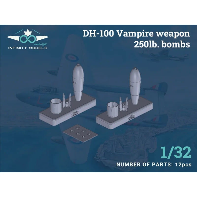 Weapon set - 250lb bombs de Havilland DH-100 Vampire Mk.3/Mk.5 (designed be used with Infinity Models kits)