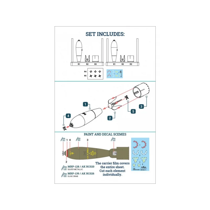 Weapon set - 250lb bombs de Havilland DH-100 Vampire Mk.3/Mk.5 (designed be used with Infinity Models kits)