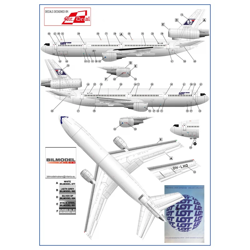 Décal Douglas DC-10-30 Polish LOT