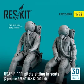 USAF F-111 pilots sitting in seats (2 pcs) for RESKIT RSK32-0002 kit (3D Printing) (1/32)