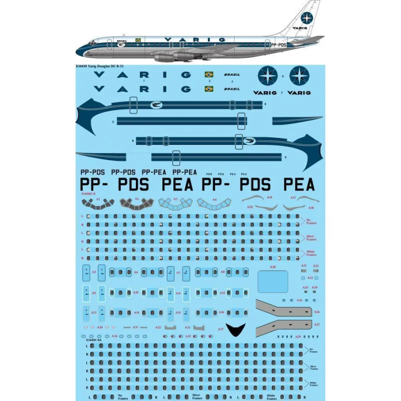 Varig Brasil Douglas DC-8-32 laser decal with screen print details