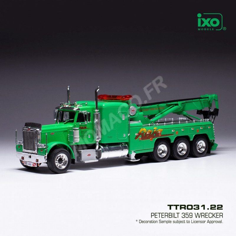 Miniature camion Ixo models PETERBILT 359 WRECKER DEPANNEUSE VERT