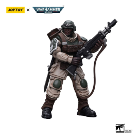 Warhammer 40k figurine 1/18 Astra Militarum Cadian Command Squad Veteran with Regimental Standard 12 cm