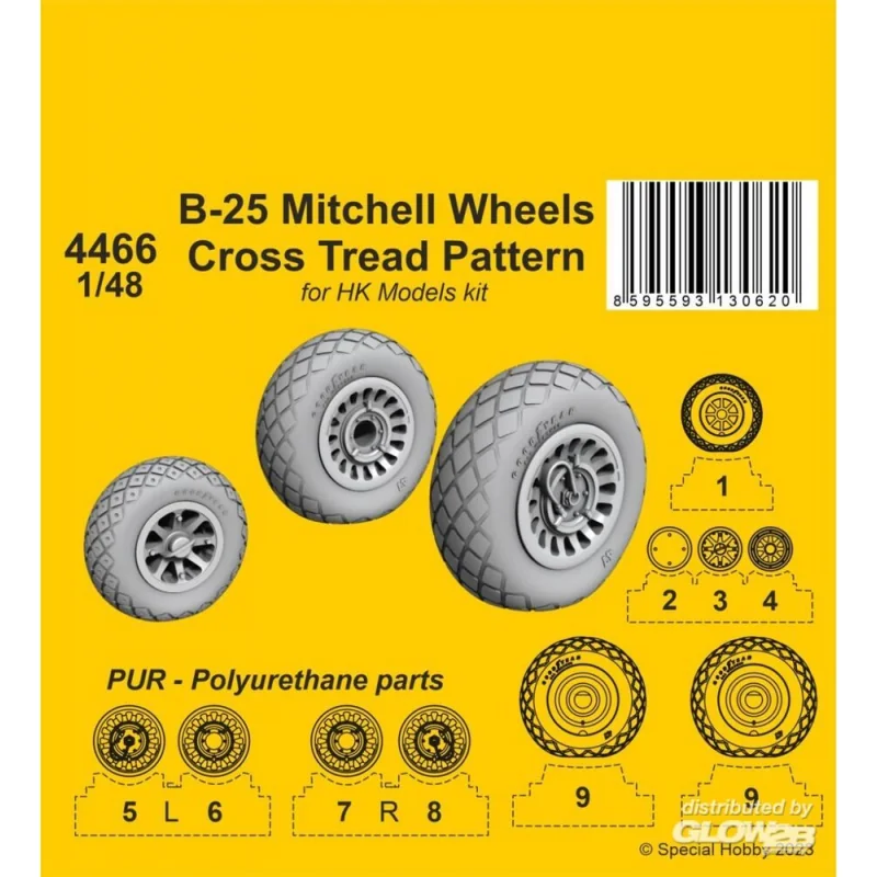 B-25 Mitchell Wheels/ Cross Tread Pattern 1/48 / for HK kit