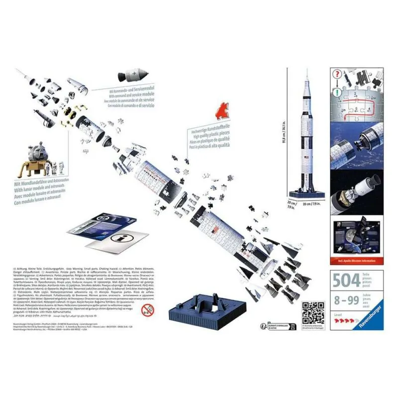 NASA Puzzle 3D Apollo Saturn V Rocket (440 pièces)