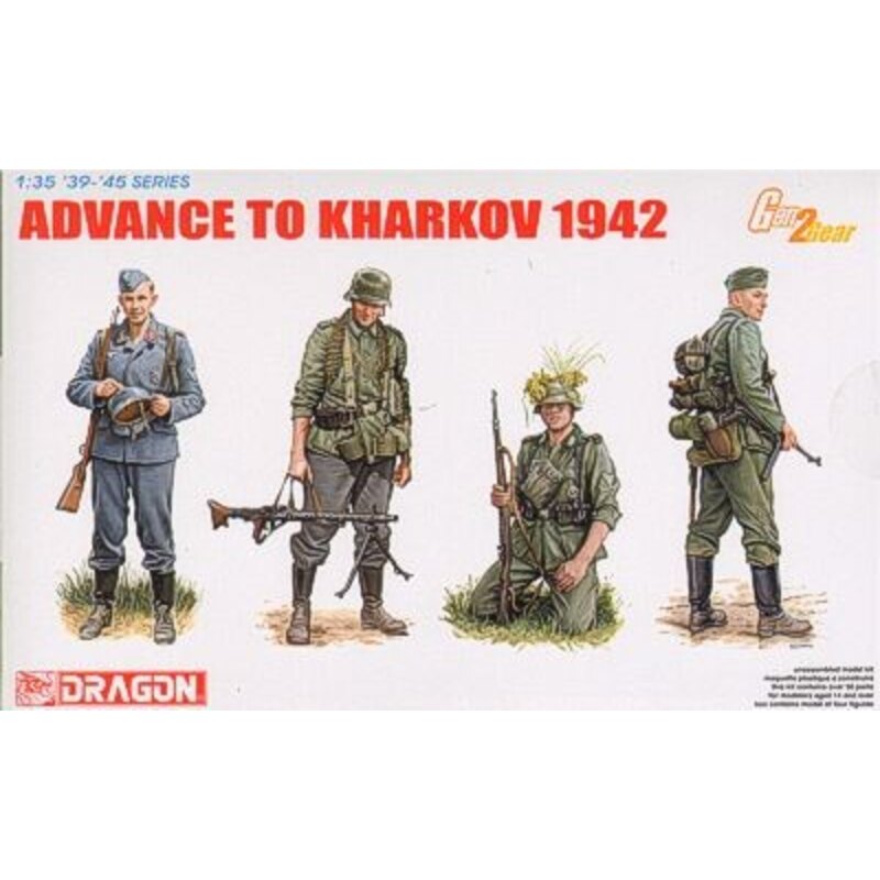 L'Avancée vers Kharkov 1942. 4 figurines d'infanterie allemande