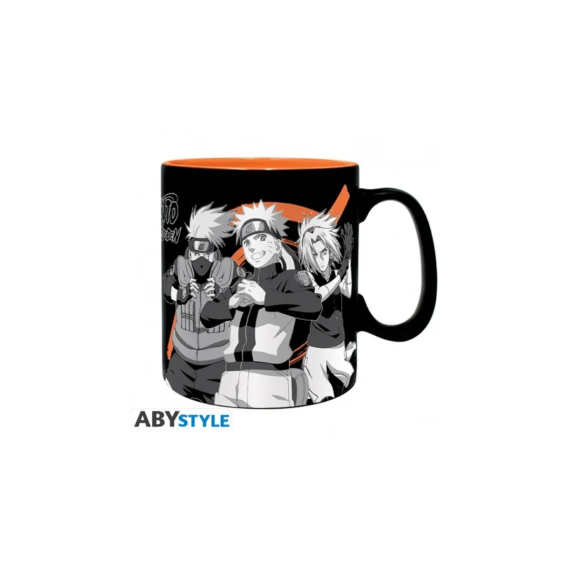 NARUTO SHIPPUDEN - Mug - 460 ml - Groupe noir & blanc - avec boîte