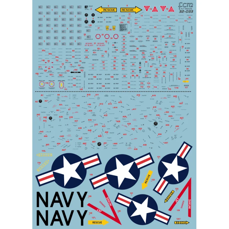 Décal Vought A-7D Corsair II stencils