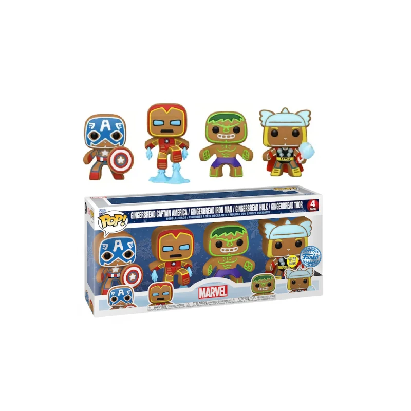 MARVEL - Holiday Gingerbread - 4 Pack Funko Pop GITD SPECIAL EDITION