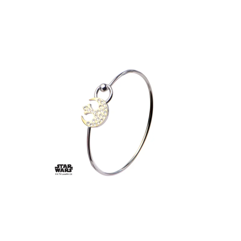 STAR WARS - Rebel Alliance Symbol with Clear Gem Bangle Bracelet