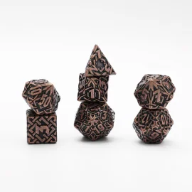 Dés Métal - Lot de 7 dés (16mm) - Interlace Bronze