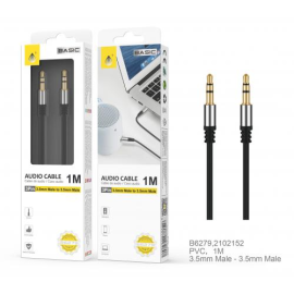 Câble audio 3,5 mm mâle/mâle - 1m - Connecteur Métallique - Noir B6279