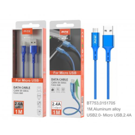 Câble en Aluminium Micro USB - 1m 2A - Bleu-BT753