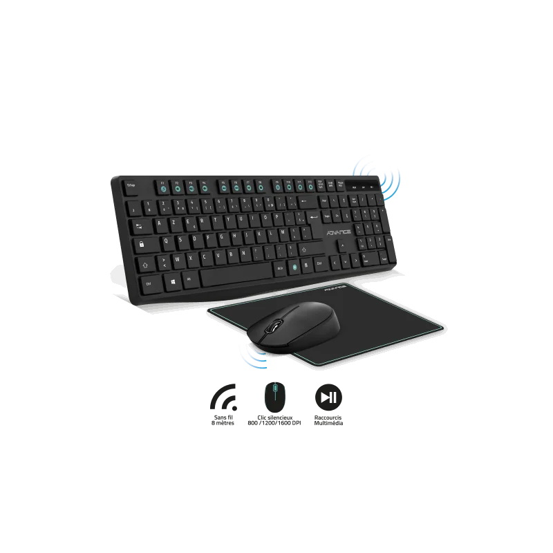 Pack clavier azerty, souris sans fil et Tapis de souris gamer - Elite- Combo