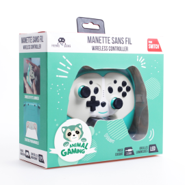 Switch - Manette Animal Sans Fil Pandy taille enfant avec palettes et LED - Verte