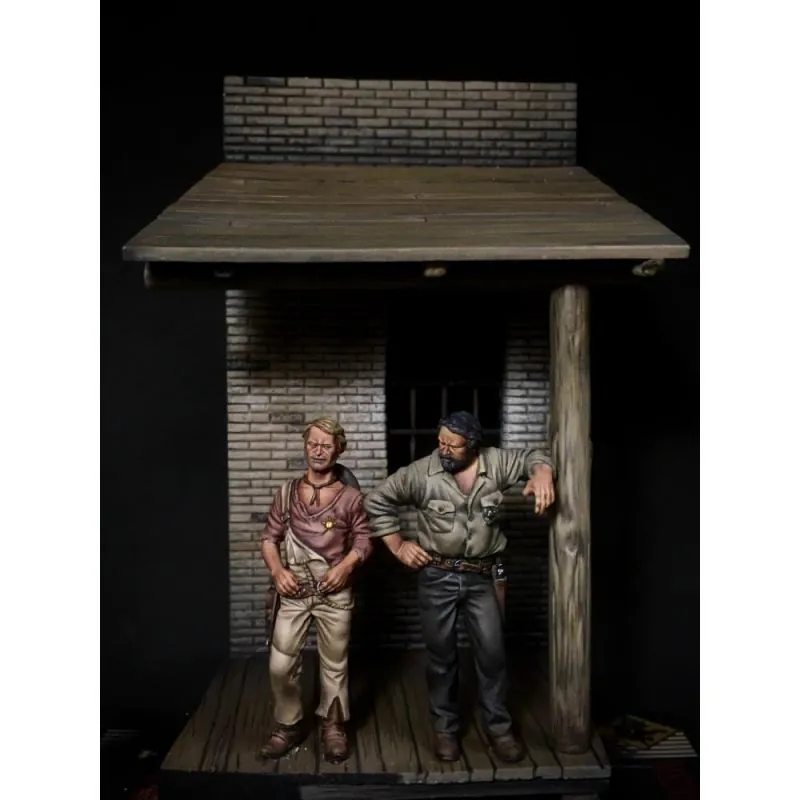 ROMEO MODELS: 54 mm.; Accidental Sheriff and his assistant Vignette (2 figures + base & building facade)