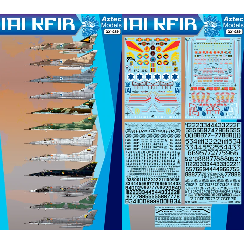 Décal IAI Kfir / C2, C7, C10 & C12 from Israel, Colombia & Ecuador