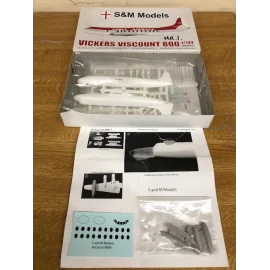 Vickers Viscount 800 MR.1.Includes window decals but no British markings.The standard Viscount kit with additional resin parts. 