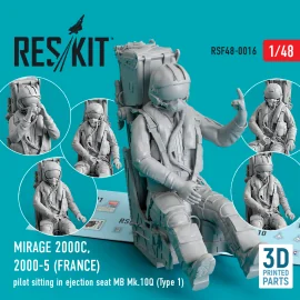 Dassault-Mirage 2000C, 2000-5 (FRANCE) pilot sitting in ejection seat MB Mk.10Q (Type 1) (3D Printed)