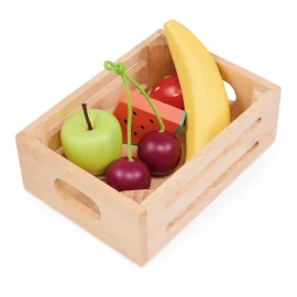 Mentari Boutique: LE PANIER DU MARCHÉ - FRUITS 14,5x10,5x5cm, 5 pièces, en bois, en boîte, 3+