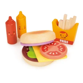 Mentari Boutique: SET DE HAMBURGERS À EMPORTER 19x9x6,2cm, en bois, en boîte, 3+