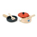 Mentari Cuisine: SET DE CASSEROLE ET POÊLE 13x10x7cm, 5 pièces, en bois, en boîte, 3+