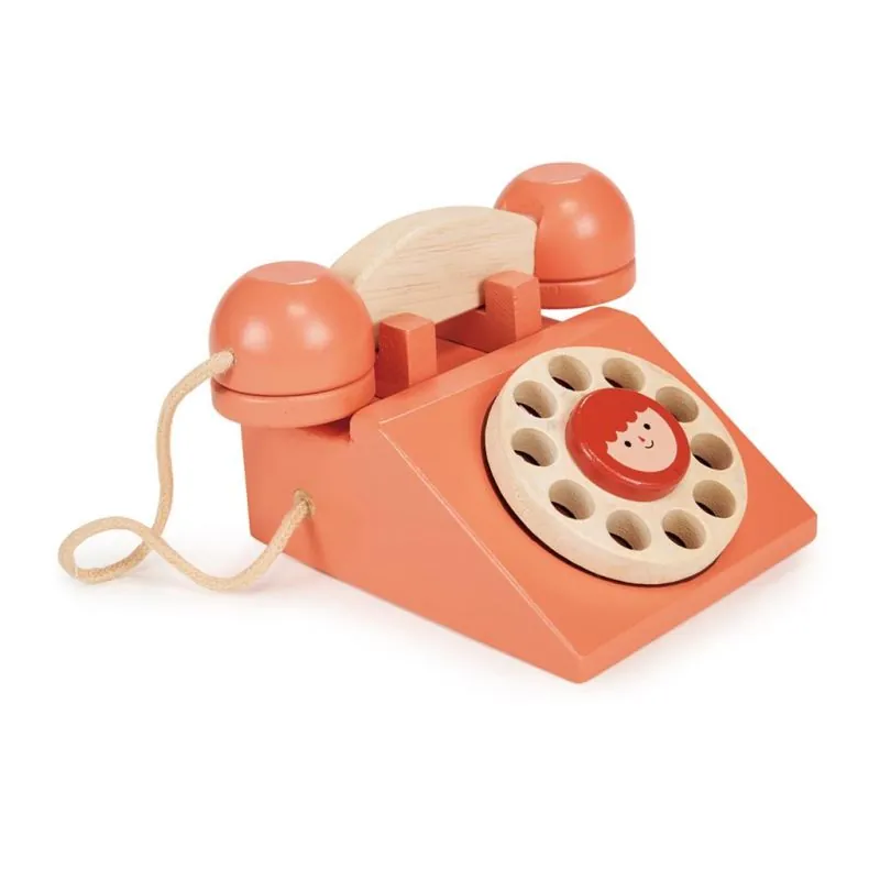 Mentari Jeu de Rôle: TÉLÉPHONE RING RING 15x12,5x8,5cm, en bois, en boîte, 2+