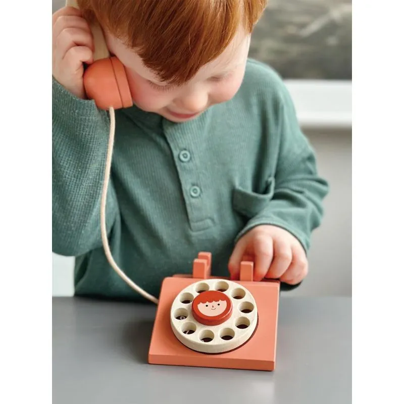 Mentari Jeu de Rôle: TÉLÉPHONE RING RING 15x12,5x8,5cm, en bois, en boîte, 2+