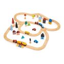 Mentari Set de Train: SET DE TRAIN DE LA VILLE 80x82,5x10,5cm, en bois, en boîte, 3+