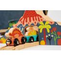 Mentari Set de Train: SET DE TRAIN DINOSAURES 95x61,5x13cm, en bois, en boîte, 3+