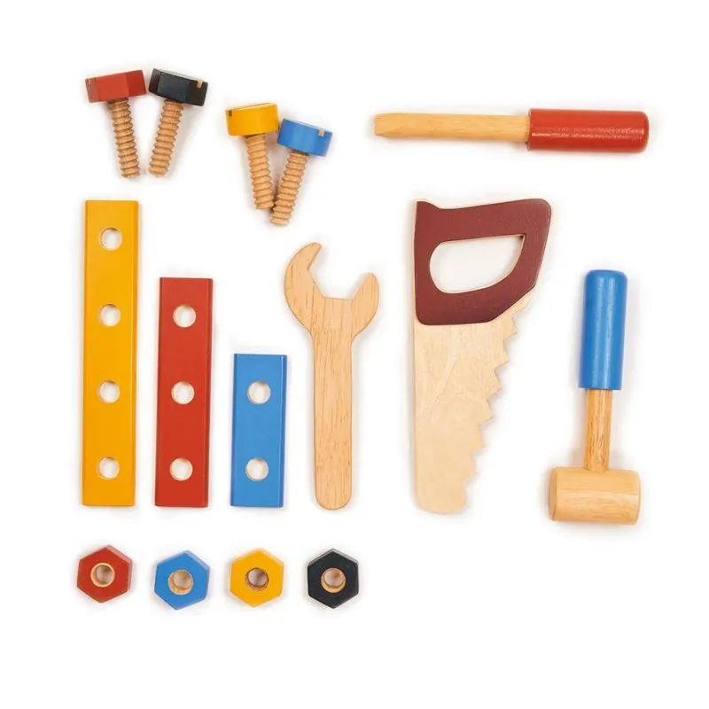 Mentari Jeu de Rôle: BOÎTE À OUTILS 21x13,2x15,5cm, 15pièces, en bois, en boîte, 3+