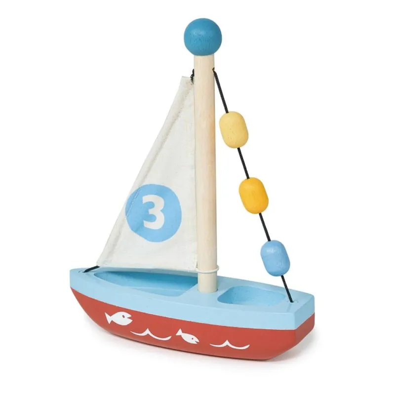 Mentari Véhicules: BATEAU À VOILE 16x5,5x20,5cm, en bois, en boîte, 18m+