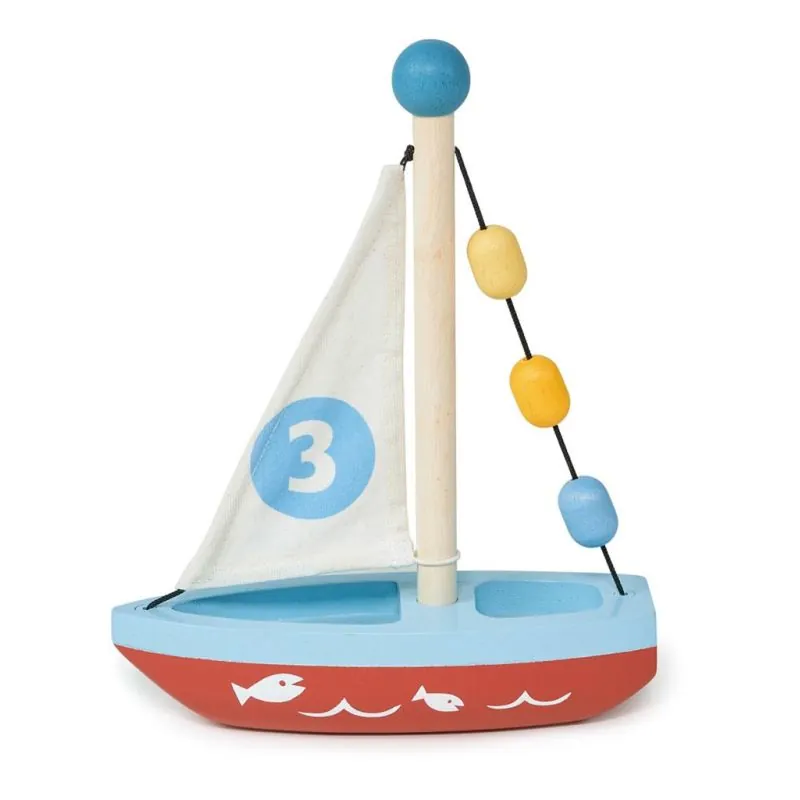 Mentari Véhicules: BATEAU À VOILE 16x5,5x20,5cm, en bois, en boîte, 18m+