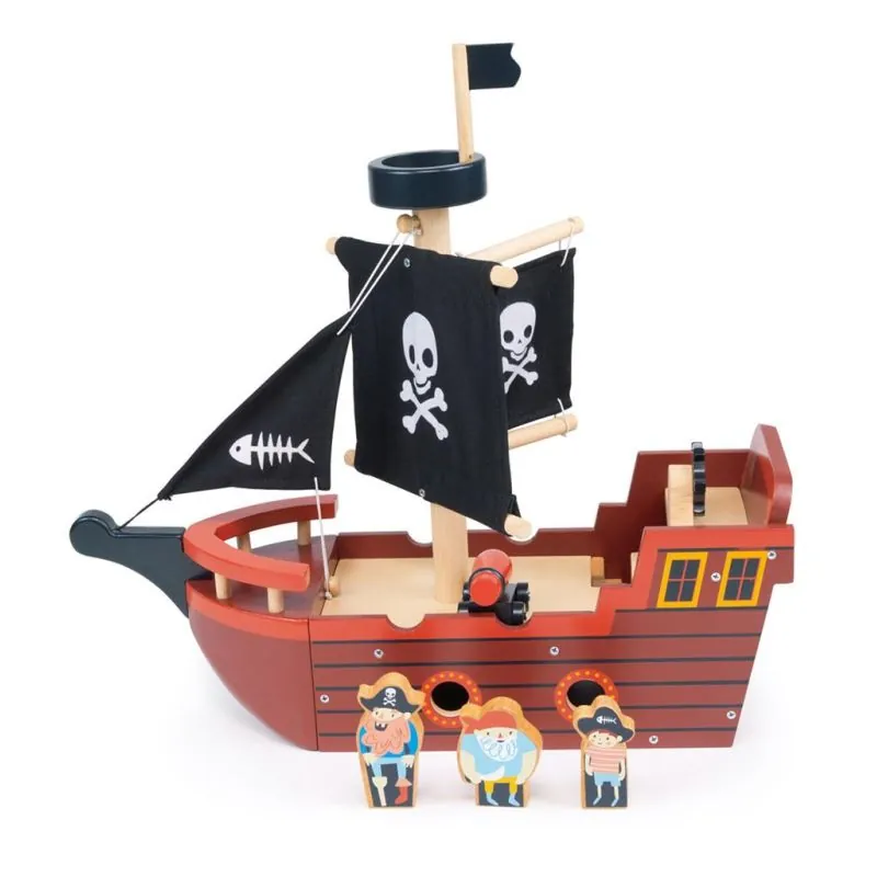 Mentari Conte: BATEAU PIRATE 38x12,5x36cm, avec accessoires, en bois, en boîte, 3+