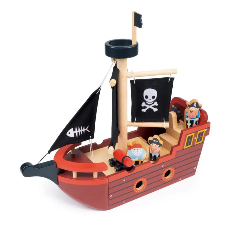 Mentari Conte: BATEAU PIRATE 38x12,5x36cm, avec accessoires, en bois, en boîte, 3+