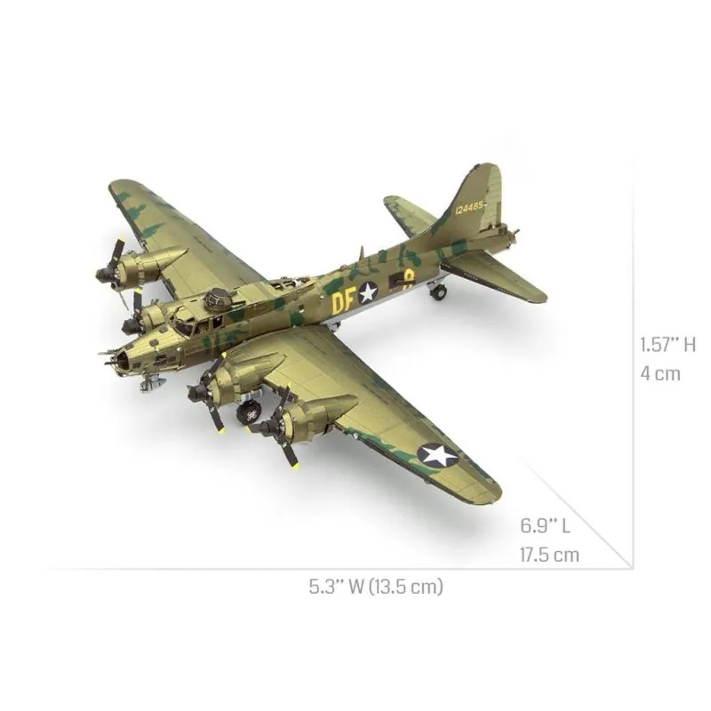 MetalEarth Aviation: B-17 FLYING FORTRESS 17,5x13,5x4cm, maquette 3D en métal avec 2,5 feuilles, sur carte 12x17cm, 14+