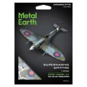 MetalEarth Aviation: SUPERMARINE SPITFIRE 14,5x12x4,5cm, maquette 3D en métal avec 2 feuilles, sur carte 12x17cm, 14+