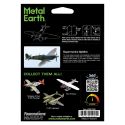 MetalEarth Aviation: SUPERMARINE SPITFIRE 14,5x12x4,5cm, maquette 3D en métal avec 2 feuilles, sur carte 12x17cm, 14+