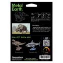 MetalEarth Dinosaures: TRICERATOPS 13,2x7,8x2,4cm, maquette 3D en métal avec 3 feuilles, sur carte 12x17cm, 14+